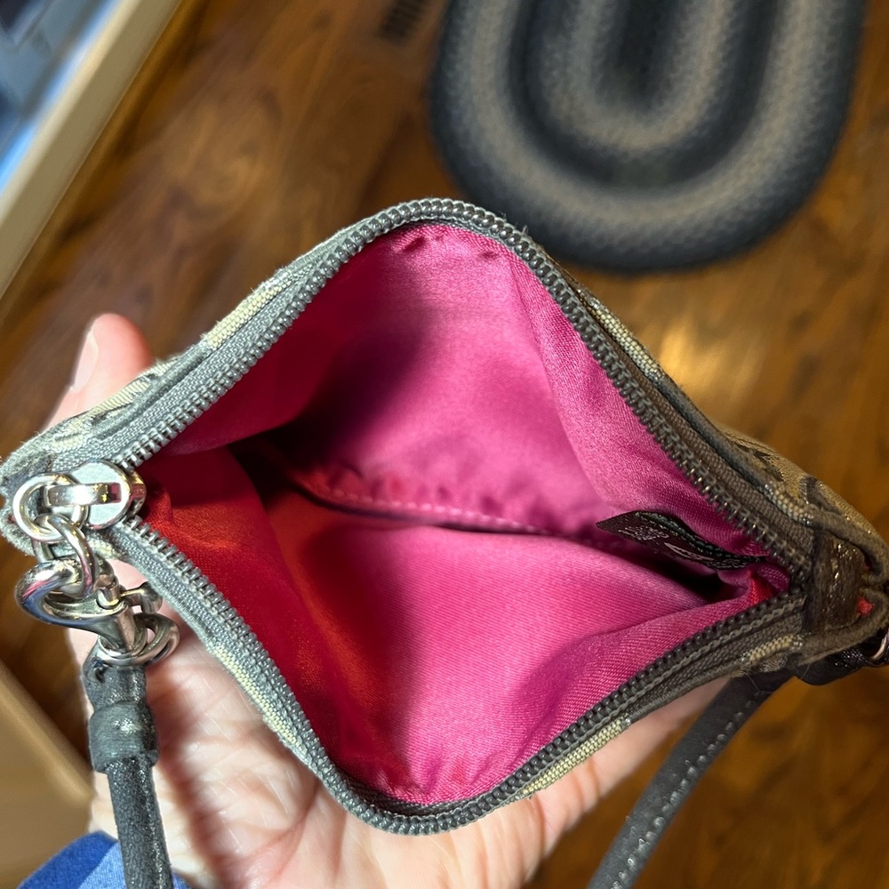 Coach Canvas Signature C Poppy Wristlet - Picture 7 of 7